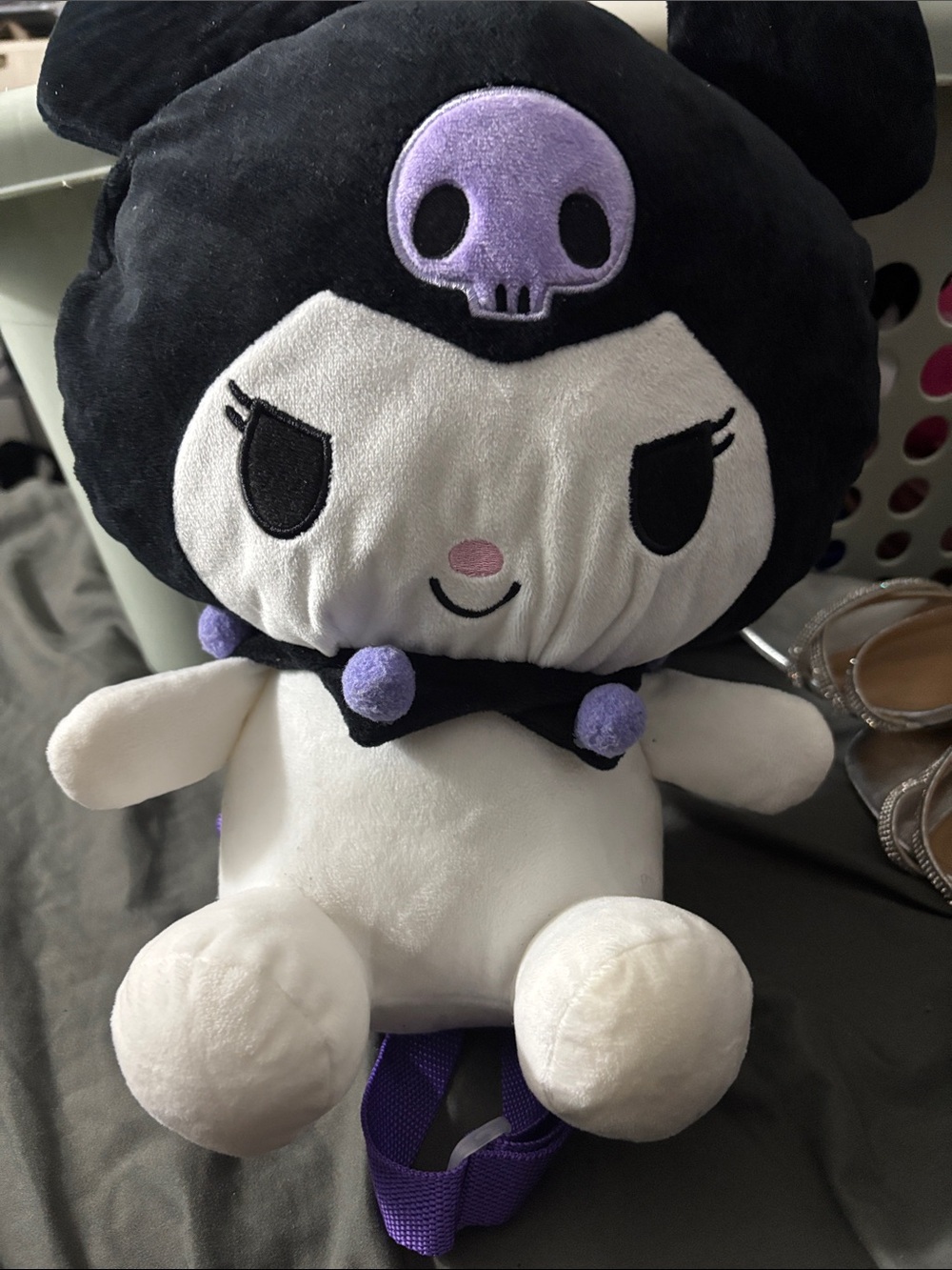 Plush Skull Hood Character Plush Toy - Black, White & Purple